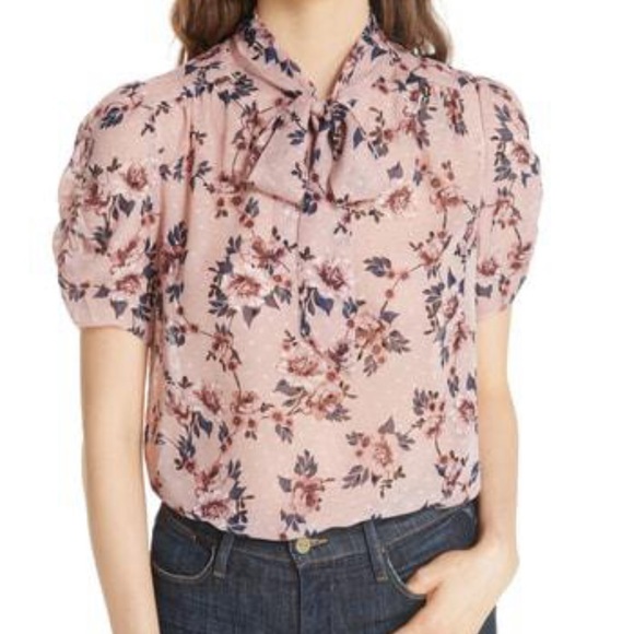 Kate Spade Prairie rose tie neck silk blouse - Picture 2 of 8